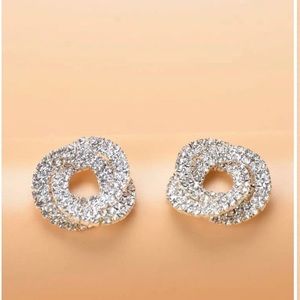 Silver Rhinestone Stud Earrings